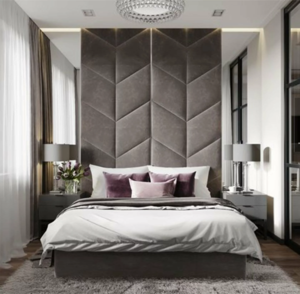 Gorgeous Luxury Bed with tall Wall panel headboard
