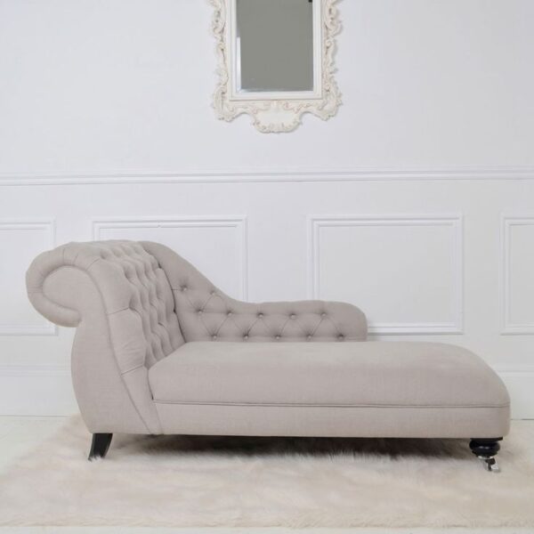 Laurent French Button Tufted Back Chaise Longue