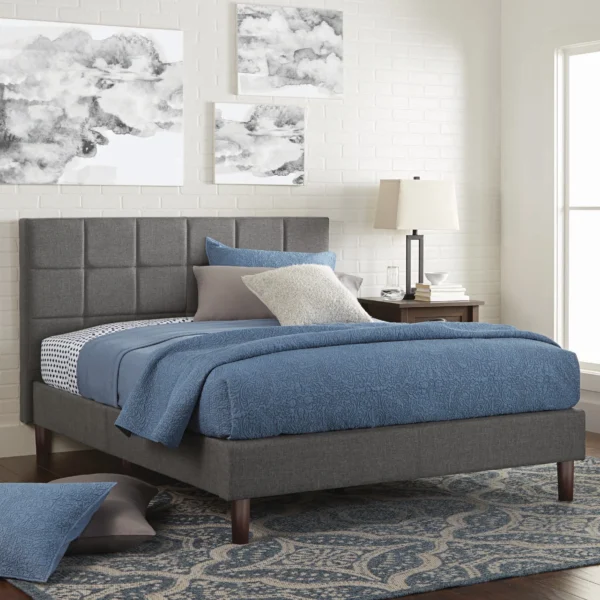 Buy Squared Upholstered Symmetrical Design Bed